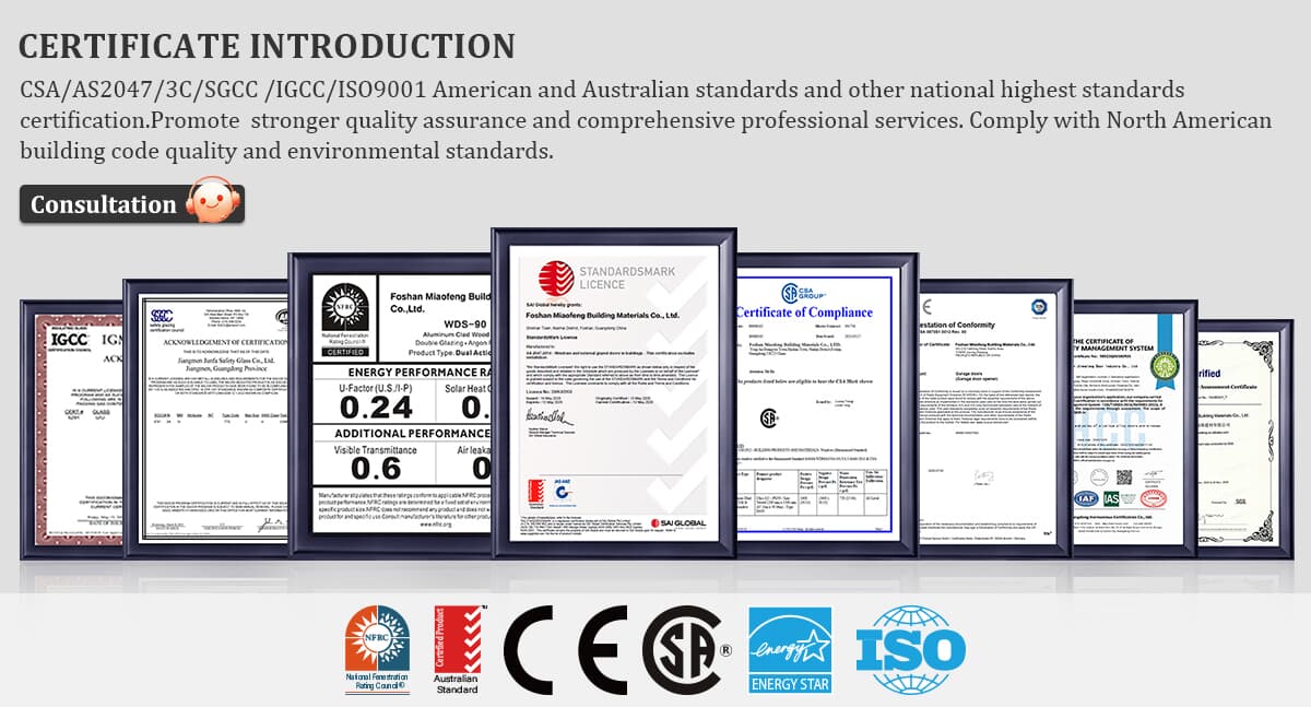 NFRC certificate for aluminum doors and windows