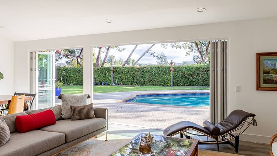 Backyard folding glass door