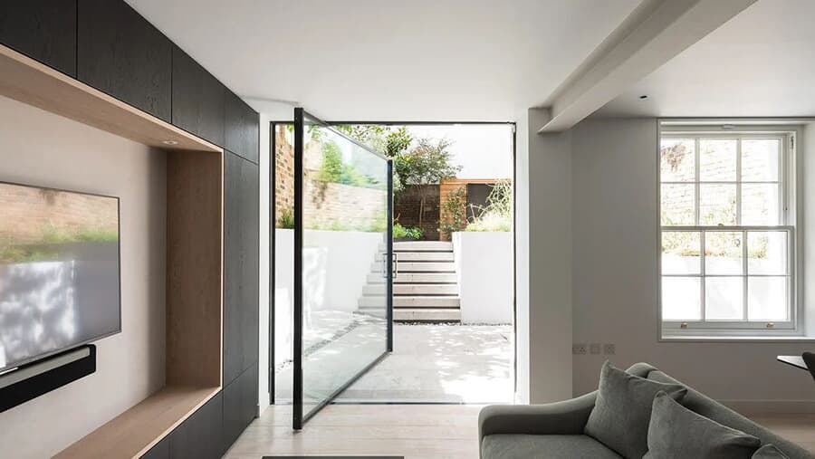 Glass front pivot Door