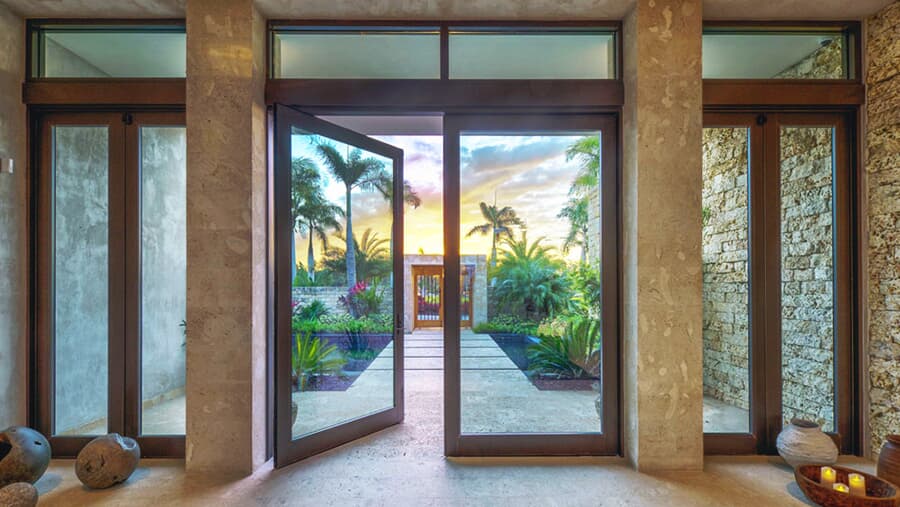 modern aluminum pivot door
