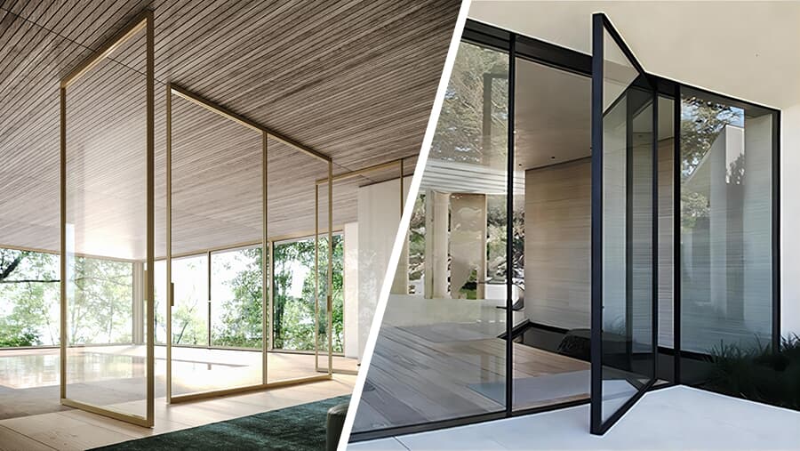 Aluminum glass pivot door