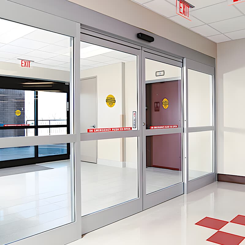 Automatic sliding glass door for office building