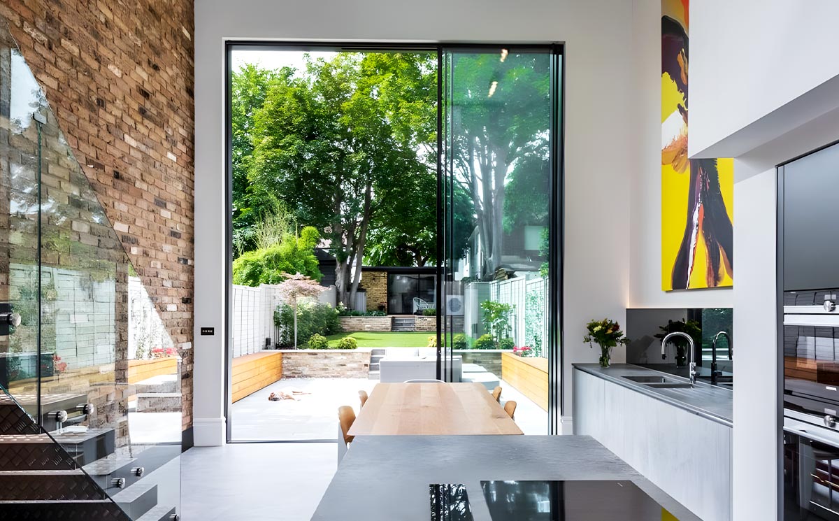 Open Concept Floor-to-Ceiling Slim Frame Sliding Door Transitioning to Outdoor Terrace Open Concept Floor-to-Ceiling Slim Frame Sliding Door Transitioning to Outdoor Terrace